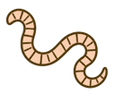 Earthworm activity icon representing biological soil processing.