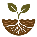 Soil health icon representing improved structure and nutrient availability.