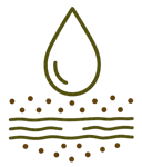 Water retention icon representing better use of irrigation.